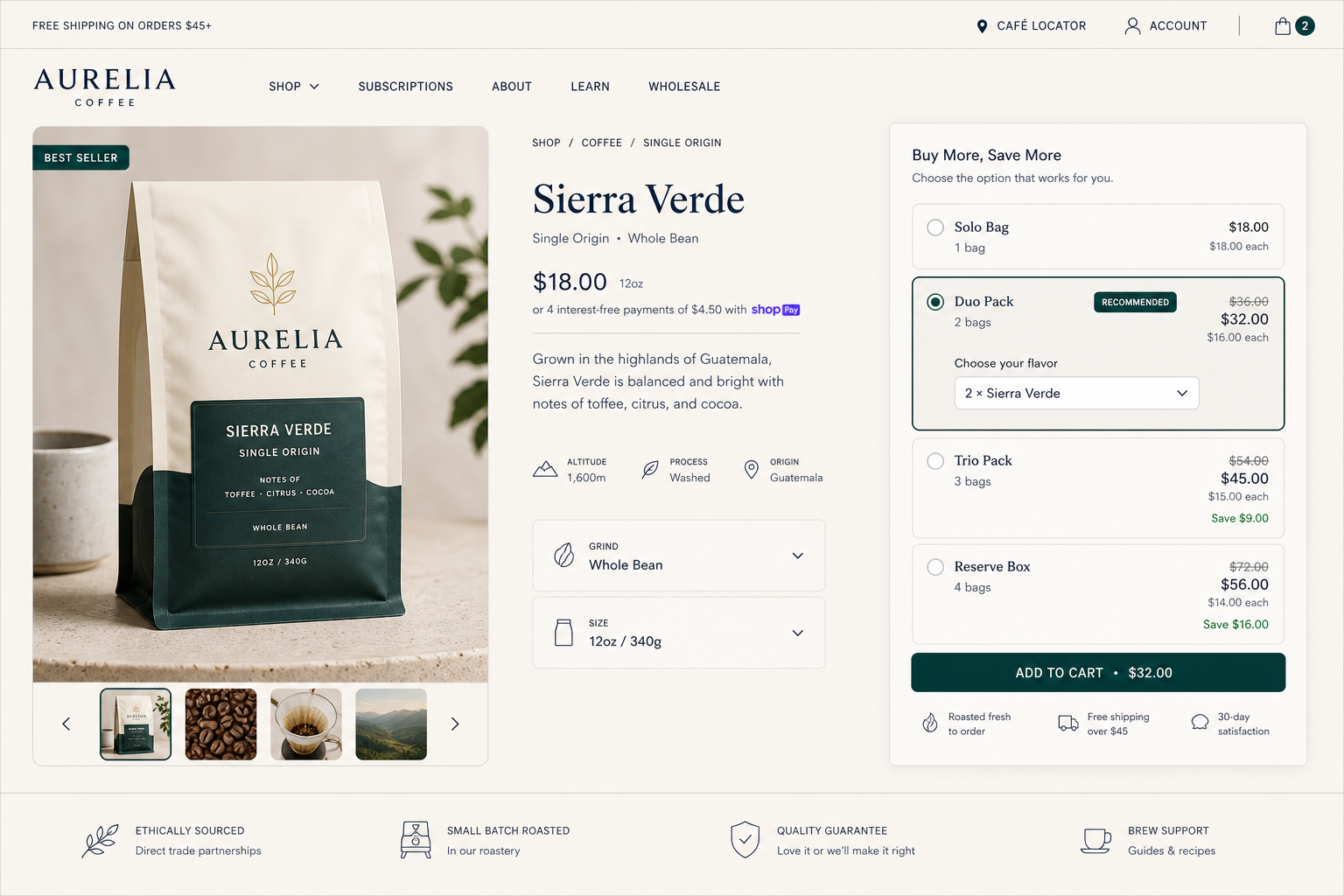 Online storefront product page showing a Buy More Save More volume offer